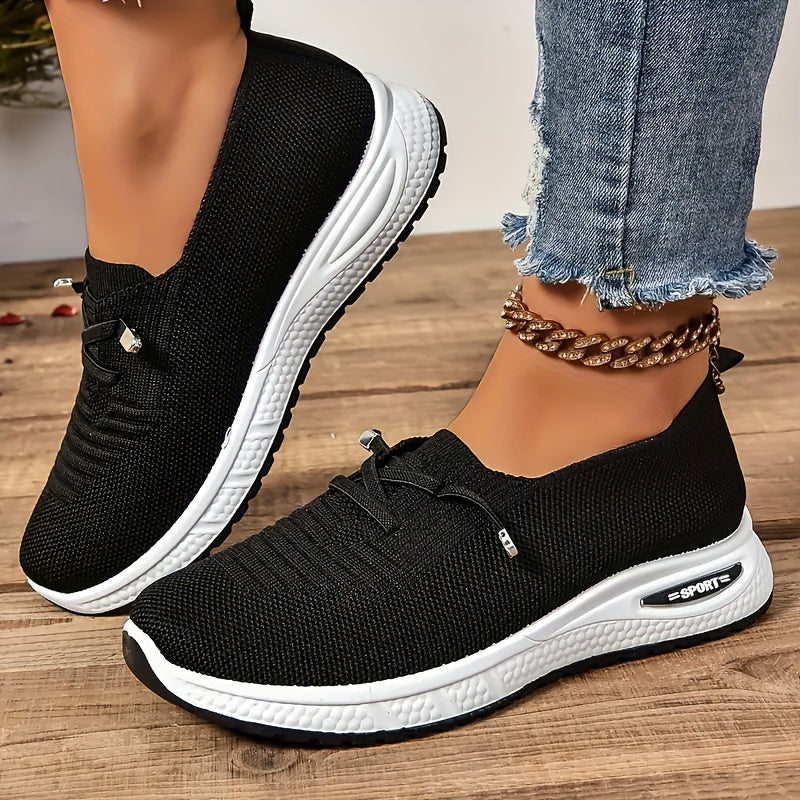 Women's Fashion Sneakers - Breathable Mesh Upper, Lace-Up Flat Shoes, Comfortable Rubber Sole, Casual Sport Trainers, All-Season Wear, Casual Footwear | Laceup Sneakers | Breathable Mesh