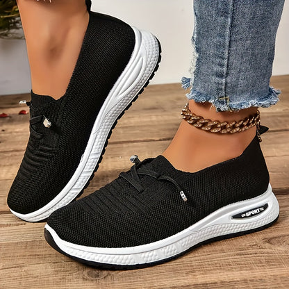 Women's Fashion Sneakers - Breathable Mesh Upper, Lace-Up Flat Shoes, Comfortable Rubber Sole, Casual Sport Trainers, All-Season Wear, Casual Footwear | Laceup Sneakers | Breathable Mesh