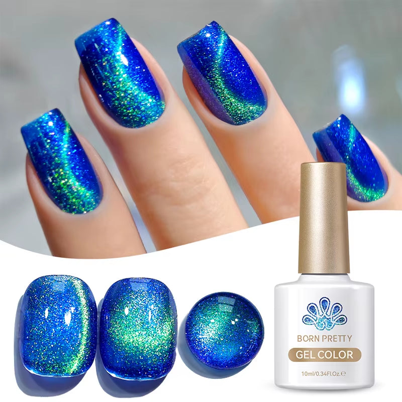 10Ml Nude Gold Glitter Cat Magnetic Gel Nail Polish Gold Blue Ultra Shine Soak off UV LED Varnish Nail Supplies