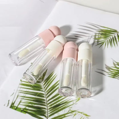 5Ml Lip Gloss Tube Matte Transparent Pink Thick Rod Large Brush Head Empty Bottle Lips Glaze Container Makeup Packaging Material