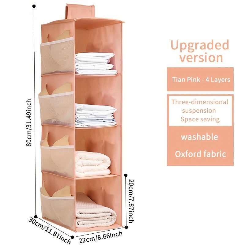 Foldable Wardrobe Storage Organizer with Telescoping Handle – Multi-Layer Hangable Bag with Spinner Wheels for Efficient Space Beauty Fashion