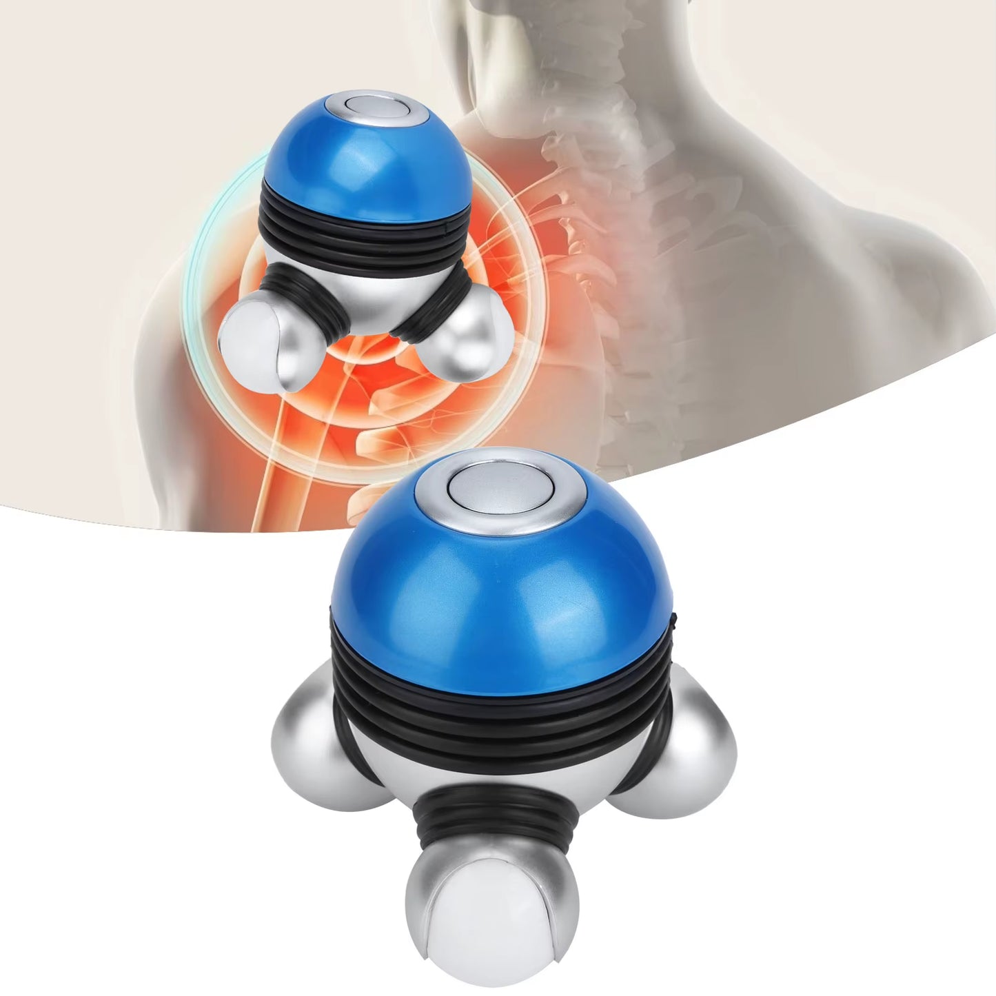 Mini Portable Hand Held Body Vibrating Massager with LED Light for Head Neck Legs Pain Release(Red )