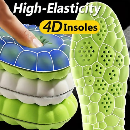 FORICOM 1pair 4D Sport Insoles High-elasticity Shoe, Sole Soft Breathable Shock Absorption Cushion Running Insole