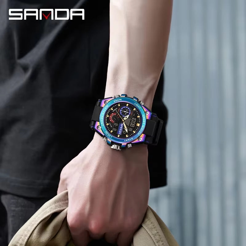 Men'S Digital Fashion Waterproof Outdoor Sports Multifunctional Electronic Watch SD3302-12