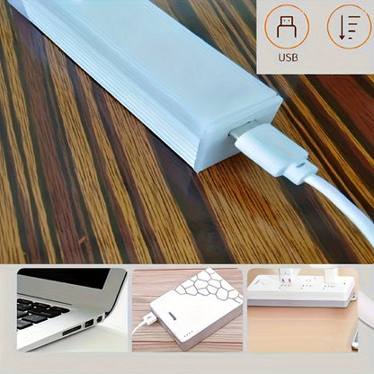 1pc Wireless LED Under Cabinet Light with Motion Sensor, Ultra-Thin Magnetic Strip, USB Rechargeable, PVC Lamp Body, Indoor LED Lighting for Kitchen, Stairs, Hallway, Wardrobes - Ideal for Christmas & Thanksgiving Gifts Beauty Fashion
