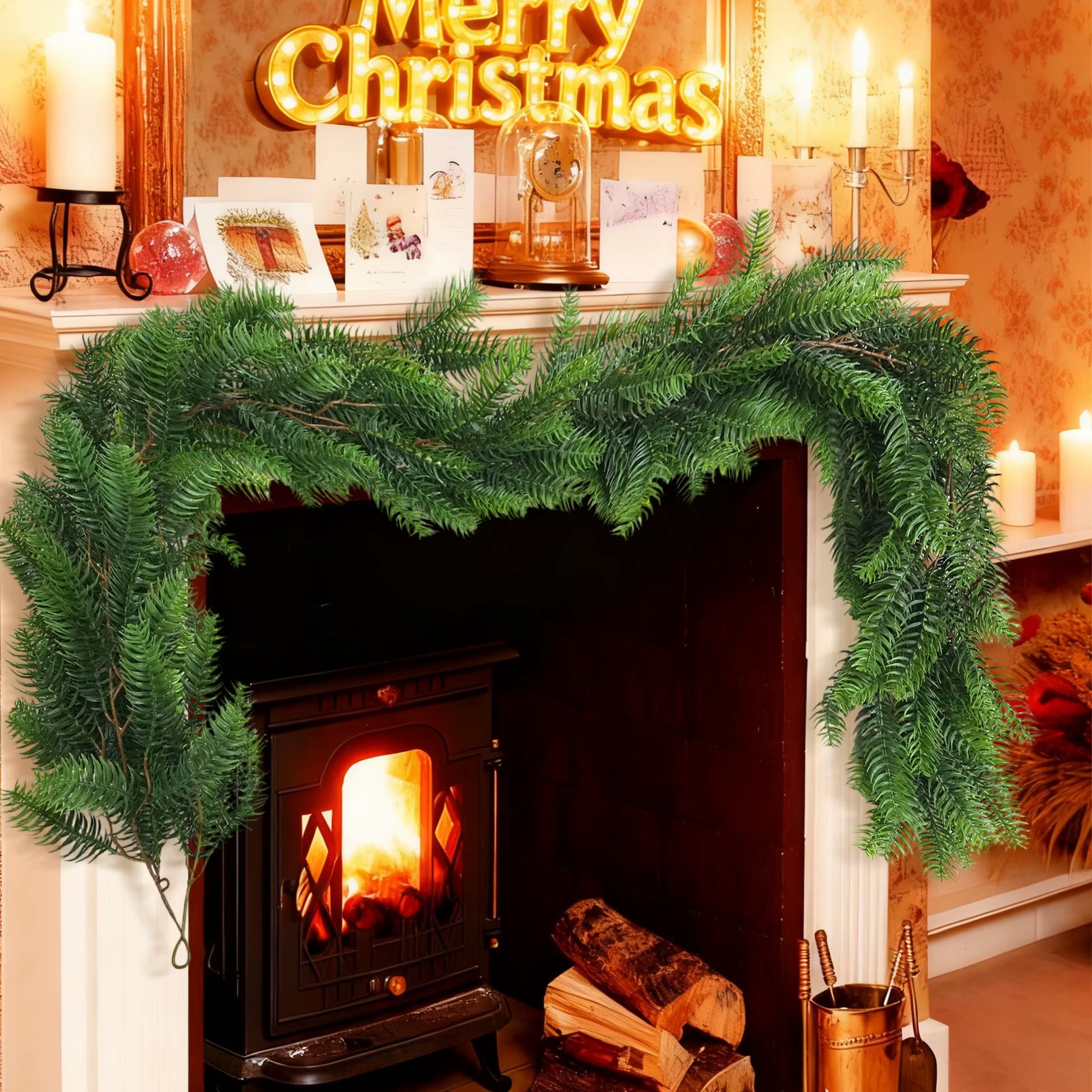 1.8/2M Artificial Christmas Wreath Norfolk Garland 2025 Christmas Decoration Artificial Plant Home Decor Room Decor Thanksgiving
