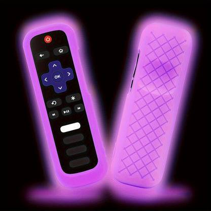1pc Roku TV Remote Cover, Glow in the Dark Silicone Sleeve Case, Compatible with TCL Hisense Roku TV Steaming Stick 4K 4K+ Voice Remote, Universal Protective Battery Cover, 2022 Model, Uncharged, No Battery Included Beauty Fashion