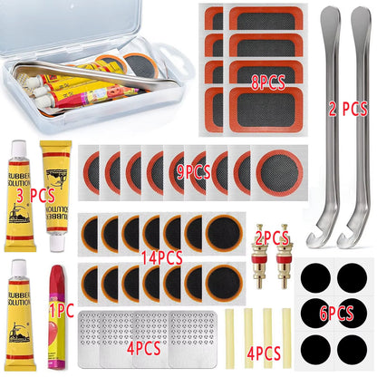 Bike Tire Repair Kit-Patches,Tire Flim,Grinding Film,Crowbar,Multifunctional Tools for Cycling Tire Patch Repair Kit