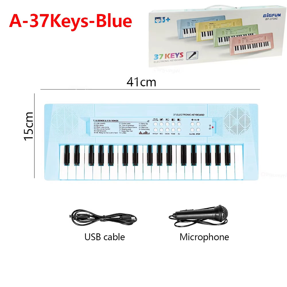 37 Keys Kids Electronic Piano Organ Keyboard with Microphone Education Toys Musical Instrument Children Boy Girl Gifts