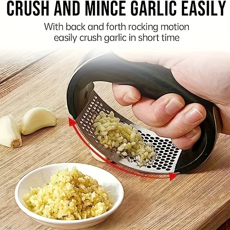 1pc Garlic Crusher Manual Ring Black Vegetable Cutter Kitchen Vegetable And Fruit Gadgets Masher Stainless Steel Garlic Press Chopping Accessories for restaurants/supermarkets Beauty Fashion