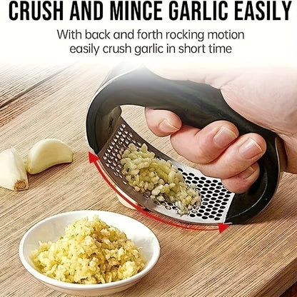 1pc Garlic Crusher Manual Ring Black Vegetable Cutter Kitchen Vegetable And Fruit Gadgets Masher Stainless Steel Garlic Press Chopping Accessories for restaurants/supermarkets Beauty Fashion