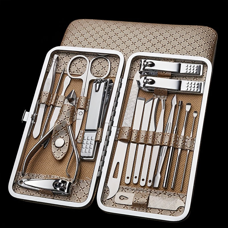 Professional Manicure And Pedicure Set, Nail Clipper Nail Cutter Nail Files Ear Spoon, Beauty Tools Grooming Set with Portable Case, for Nail Care, for Household And Travel Beauty Fashion