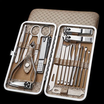 Professional Manicure And Pedicure Set, Nail Clipper Nail Cutter Nail Files Ear Spoon, Beauty Tools Grooming Set with Portable Case, for Nail Care, for Household And Travel Beauty Fashion