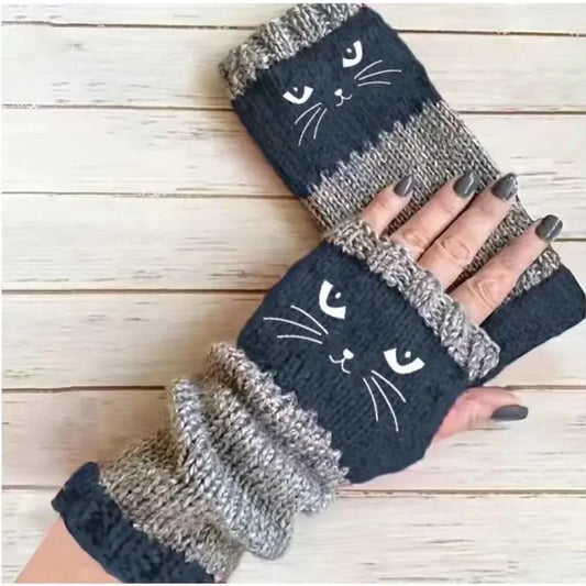 🐱 Cute Women’s Knitted Cat Gloves — For Warm Hands & Free Fingers🧶 mysite