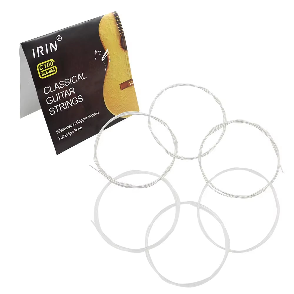 6 Pcs Nylon Classical Guitar Strings Set - Black Clear Silver Plated Copper Wound - Guitarra Strings - Guitar Accessories