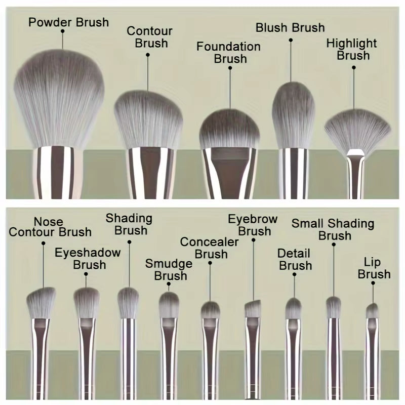 14-Piece Luxury Makeup Brush Set - Professional Full Face and Eye Detail Brushes Super Soft for Applying Foundation, Blush, Etc.