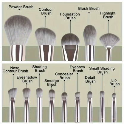 14-Piece Luxury Makeup Brush Set - Professional Full Face and Eye Detail Brushes Super Soft for Applying Foundation, Blush, Etc.