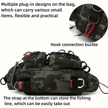 1pc Heavy-Duty Fishing Backpack Tackle Sling Bag with Rod Holder & Multi-Compartment - Lightweight Breathable Mesh Back, Durable Nylon/, Padded Shoulder Straps for Freshwater/Saltwater Fishing Gear, Camping & Outdoor (Ideal G Beauty Fashion
