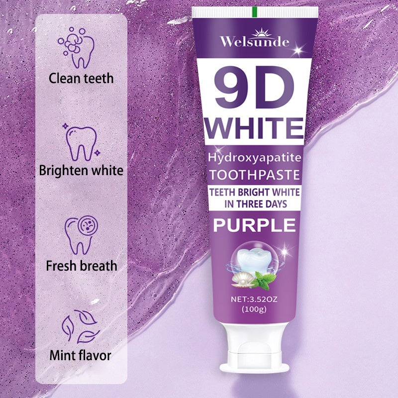 9D Purple Hydroxyapatite Toothpaste for Deep Cleaning & Brighter Smile, European Formula with Minty Fresh Breath, Gentle On Gums, Travel-Size 100g/3.52oz, Deep Cleaning Of Teeth, Ideal Oral Hygiene Gift for Women & Men, Suita Beauty World Shop