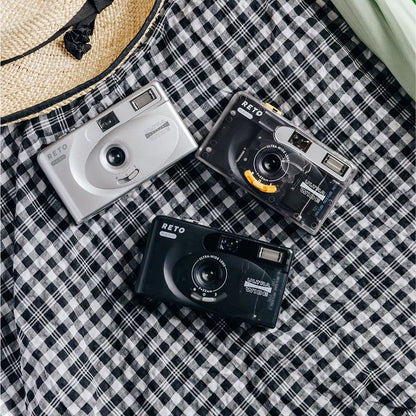RETO PANO Ultra Film Camera with Flash Full Width Frame Reusable Film Camera - 22Mm Wide Lens 135 Film Camera with Flash