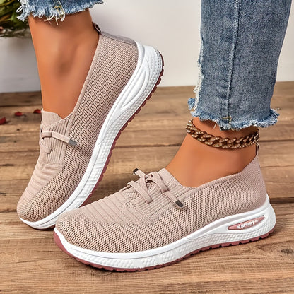 Women's Fashion Sneakers - Breathable Mesh Upper, Lace-Up Flat Shoes, Comfortable Rubber Sole, Casual Sport Trainers, All-Season Wear, Casual Footwear | Laceup Sneakers | Breathable Mesh
