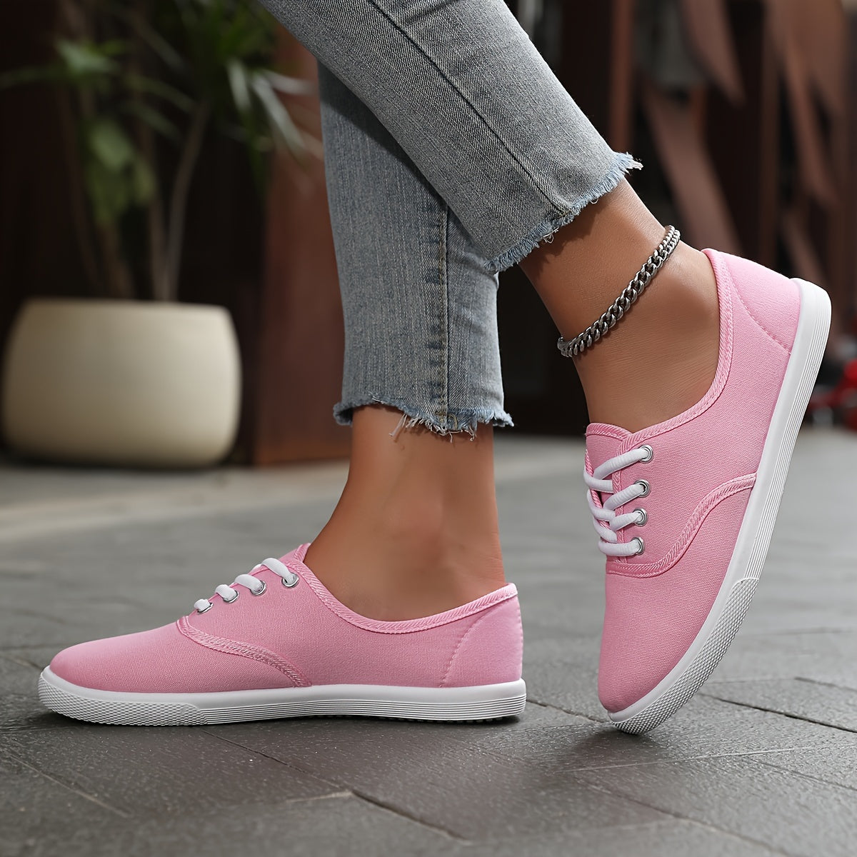 Women's Casual Canvas Sneakers, Low-Top Lace-up Walking Shoes, Lightweight & Comfort Sport Shoes Beauty World Shop