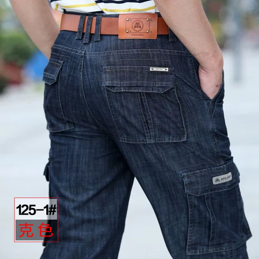High Quality Men'S Jeans Multi Pocket Denim Cargo Pants Oversized Casual Pants Men Clothing Loose Trousers 29-44 A2F125