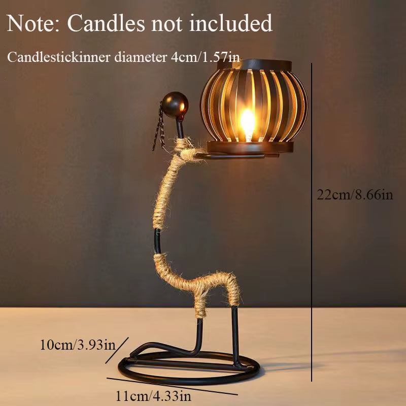 Nordic Metal Candlestick Abstract Character Sculpture Candle Holder Decors Handmade Figurines Home Decoration Art Gifts Hot 2024