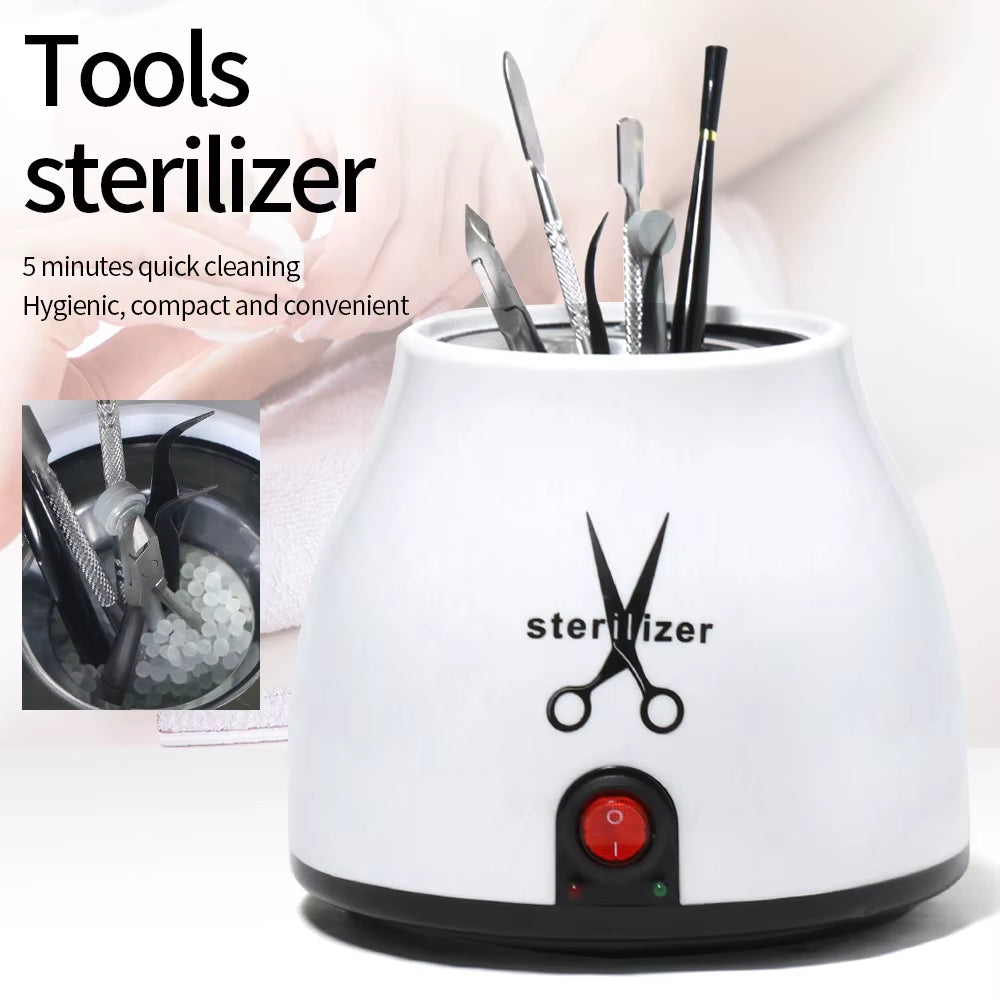 YIKOOLIN 100W Nail Tool Sterilizer Pot High Temperature to Clean Nail Tool Disinfectant Jar Tweezer Disinfectant Container