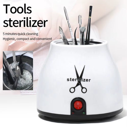 YIKOOLIN 100W Nail Tool Sterilizer Pot High Temperature to Clean Nail Tool Disinfectant Jar Tweezer Disinfectant Container