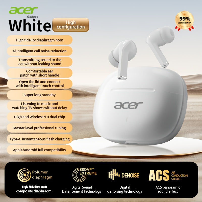 Acer OHR504 Mini Sport Wireless Earbuds - Wireless Stereo, In-Ear Noise-Canceling Headphones, Extended Battery Life, Universal Fit for Both Genders, Newest Version