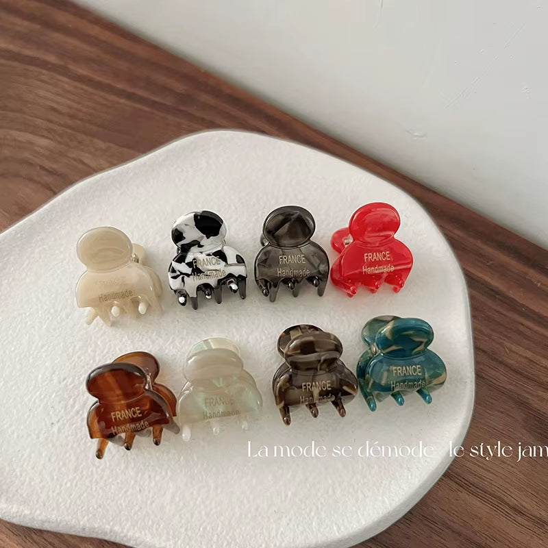 2Pcs/Set Mini 2Cm Acetate Small Hair Claw Side Pins Acetate Hair Crabs for Girls Cute Hairpin Clips Women Hair Accessories