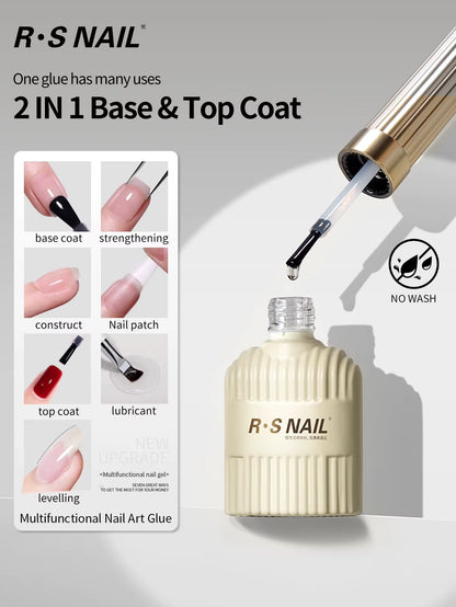 RS NAIL 2 in 1 No Wipe Top Coat and Base Coat Gel Nail Polish Multifunctional Base Gel Semi-Permanent Soak off Gel Nail Lacquer