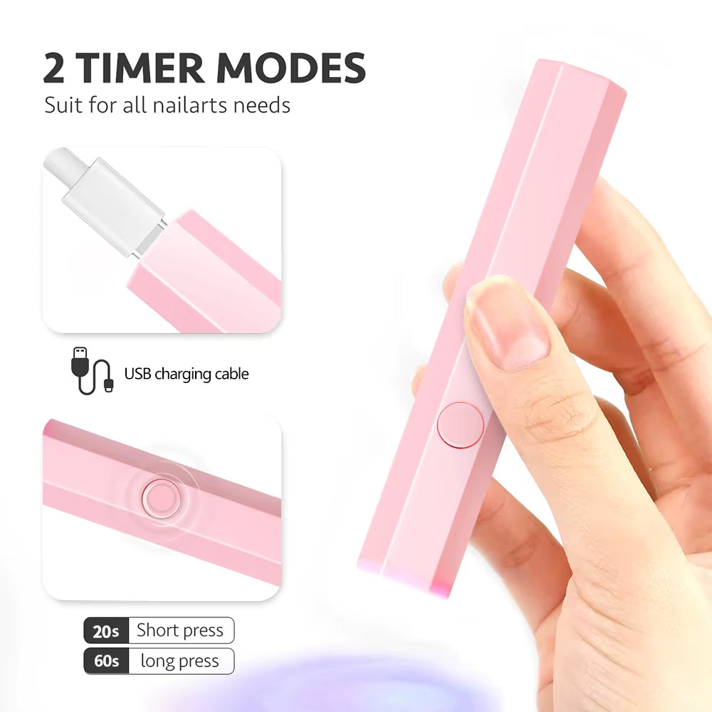 Portable Handheld Mini Nail Lamp for All Gel Polish Quick Dry USB Nail Dryer Machine UV LED Nail Lamp Mini Flashlight Pen