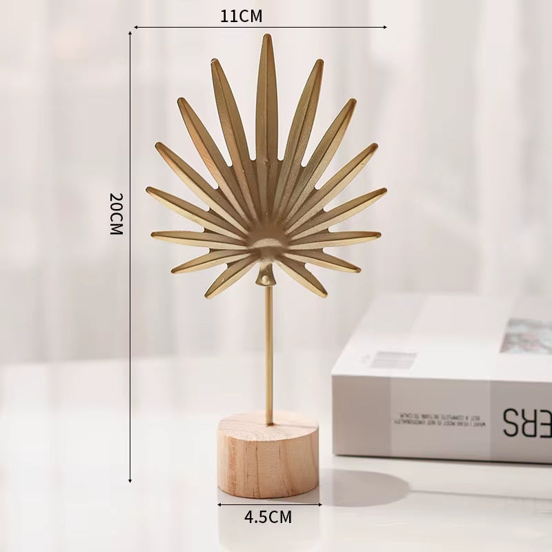 1Pcs Golden Ginkgo Leaf Feather Metal Model Figurines Manual Desktop Crafts Ornaments Photo Props Statues Sculptures Home Decor