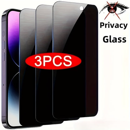 3pcs Full Cover Privacy Screen Protector for iPhone 11 12 13 14 15 16 17 PRO MAX Privacy Glass for iPhone 14 Pro 15 Pro Max Tempered Glass On The for iphone 14 Plus 15 Plus 16e 17 Air Glass Film Privacy, Phone Screen Protecto Beauty Fashion