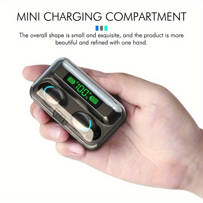 TWS Wireless Earbuds, Stereo Sound Headphones, Sport Headset, In Ear Earphones with LED Display Charging Bin F9 Tws In-Ear Hi-fi Stereo Wireless Earphone Wireless Earbuds Sports Life Headphones Gaming Headset for iPhone Andro