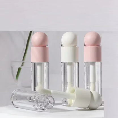 5Ml Lip Gloss Tube Matte Transparent Pink Thick Rod Large Brush Head Empty Bottle Lips Glaze Container Makeup Packaging Material