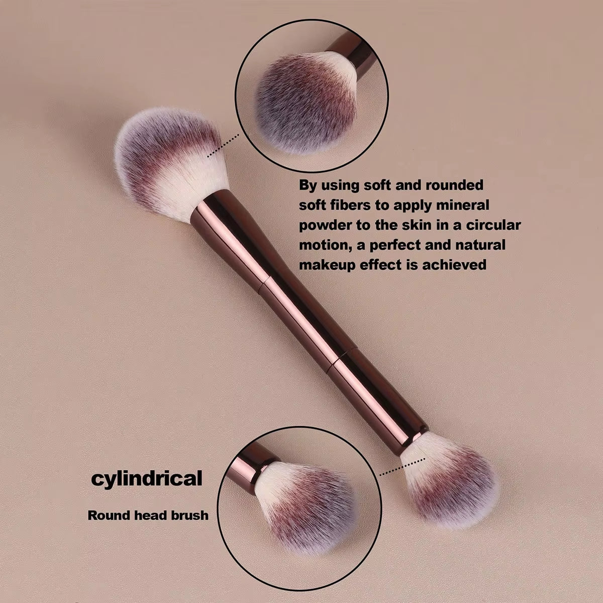 7Pcs Professional Makeup Brush Set, Includes: 4Pcs Dual-Ended Face Brushes, 1Pc Angled Brush, 1Pc Short Handle Foundation Brush,