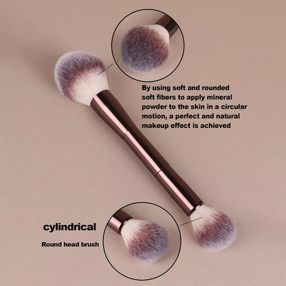 7Pcs Professional Makeup Brush Set, Includes: 4Pcs Dual-Ended Face Brushes, 1Pc Angled Brush, 1Pc Short Handle Foundation Brush,