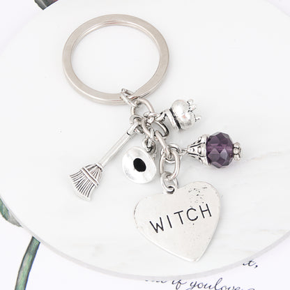 1pc Y2K Wizard Broomstick Keychain Witch Metal Key Ring Purse Bag Backpack Car Key Charm Halloween Cosplay Party Favor Gift Beauty Fashion