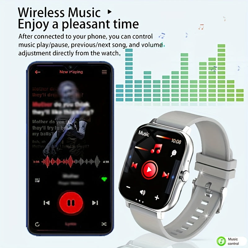 1.83-inch Full Touch Screen Smart Watch for Men And Women, USB Rechargeable, with Wireless Call And Message Reminder, Dual TPU Strap, Multi-sport Mode Outdoor Fitness Watch, Sports Recording Pedometer, Email Display, Activity