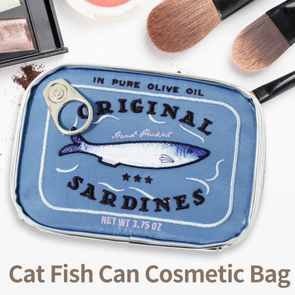 Canned Sardines Women Travel Cosmetic Bag Cute Toiletry Bag Creative Portable Fashion Zipper Multi-Function for Weekend Vacation