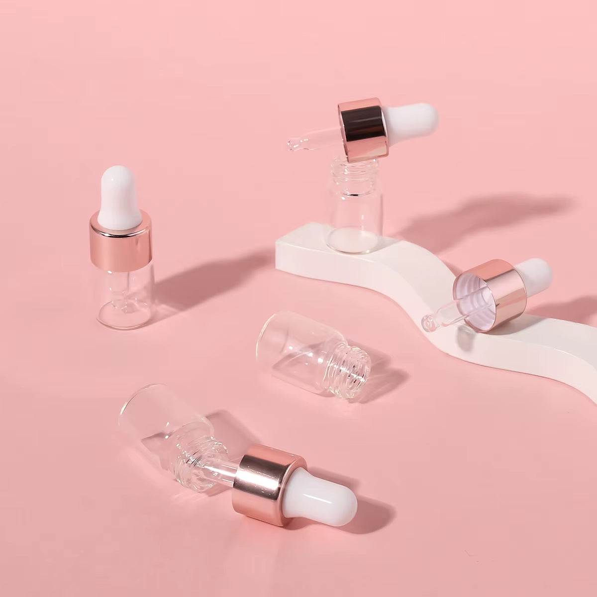 3Pcs 2Ml Clear Mini Glass Dropper Bottles Small with Glass Eye Dropper for Essential Oils Sample Traveling