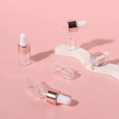 3Pcs 2Ml Clear Mini Glass Dropper Bottles Small with Glass Eye Dropper for Essential Oils Sample Traveling