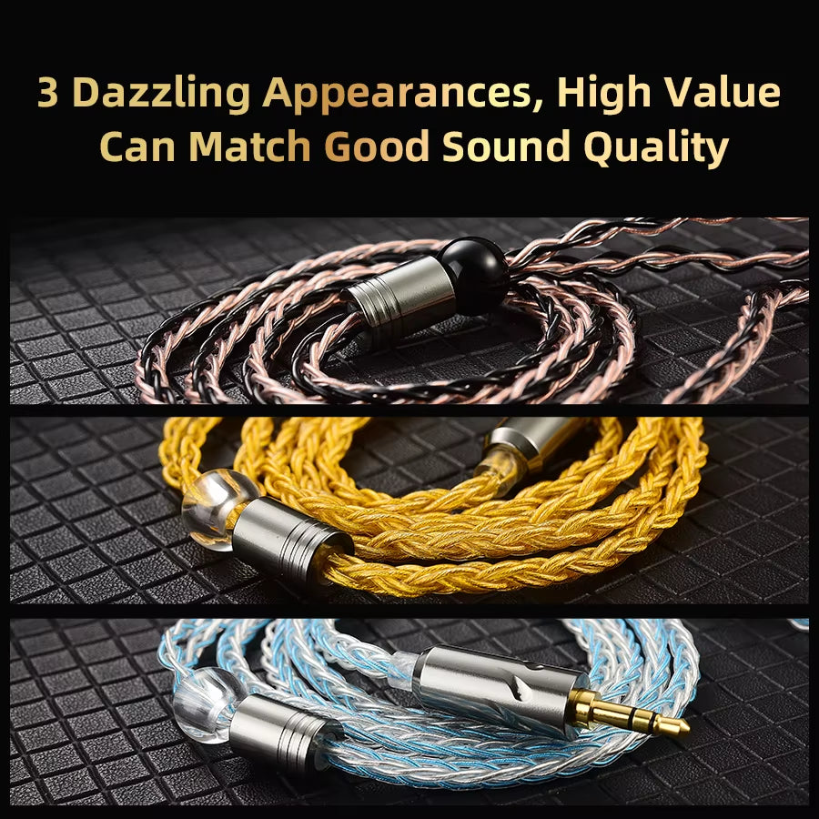 QKZ T1 Earphone Cable QDC Type Copper Silver-Plated Upgrade Cable 3.5Mm Wired Headphones for KZ ZSN PRO ZS10 Pro EDX TRN CCA