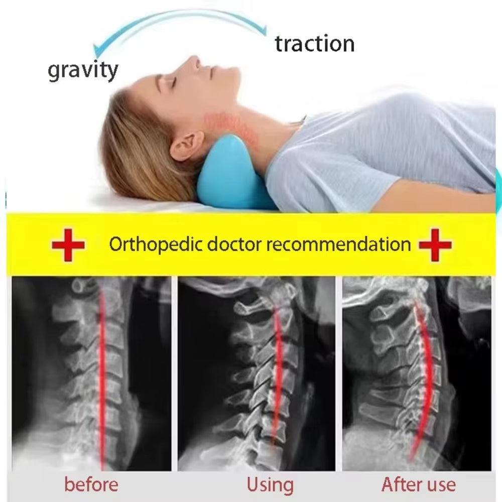Massage Pillow Cervical Traction Cervical Muscle Relaxer Massager Shoulder Neck Traction Correction for Relief Spine Alignment