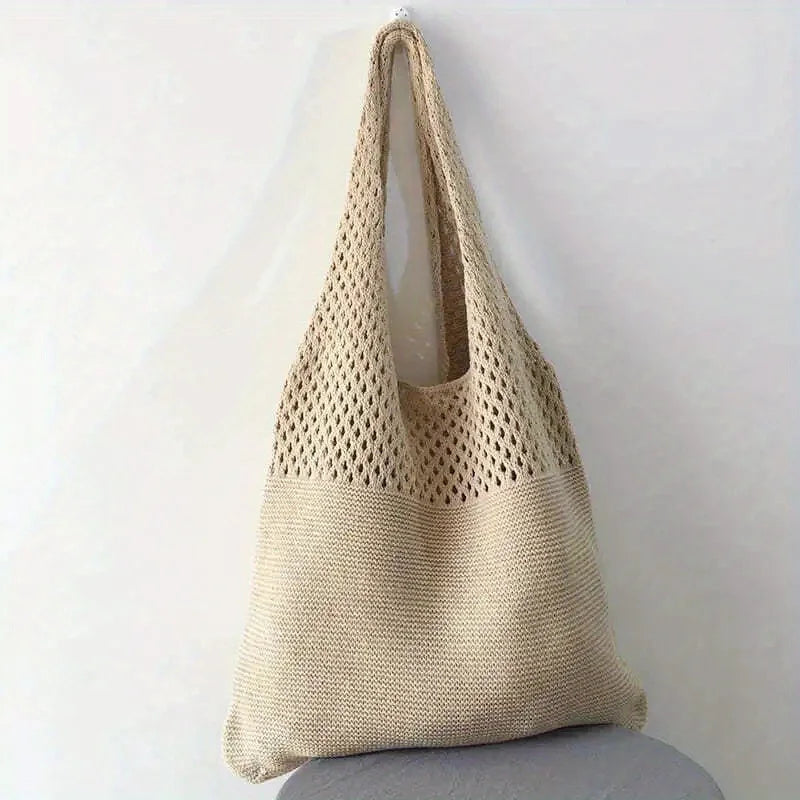 Large Capacity Retro Hollow Crochet Bag - Spacious Interior with Ample Room for Daily Essentials, Ideal for Grocery Shopping, Tr