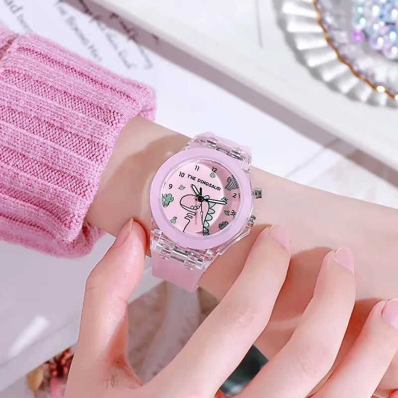 Disney Children Watch Frozen Princess Pattern Led Glowing Flash Fashion Kids Quartz Student Wristwatch Boy Girl Holiday Gifts