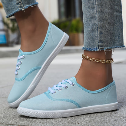 Women's Casual Canvas Sneakers, Low-Top Lace-up Walking Shoes, Lightweight & Comfort Sport Shoes Beauty World Shop